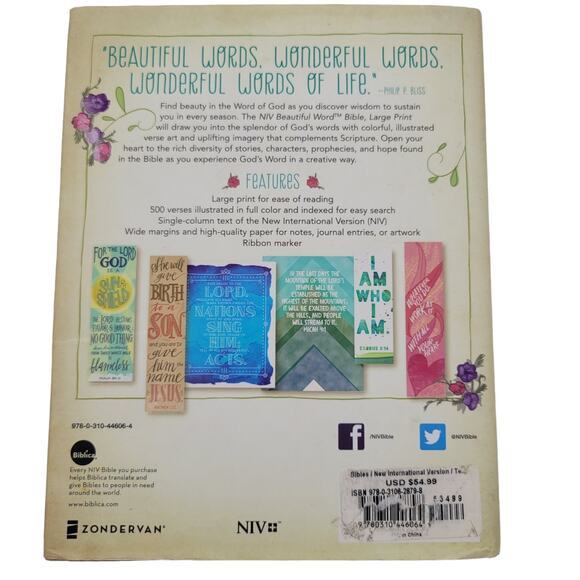 NIV Beautiful Word Bible Large Print with Colorful Illustrations - Picture 3 of 9